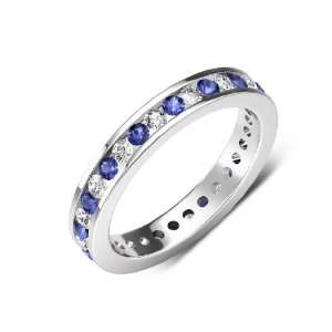   Blue Sapphire (AA+ Clarity,Blue Color) Channel Set Eternity Band in