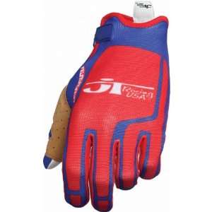   Flex Feel Mens Vented MotoX Motorcycle Gloves   Blue/Red / X Large