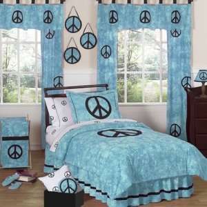  Turquoise Groovy Peace Sign Tie Dye Childrens Bedding   3 