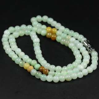   Round 3 Color Beads Green Necklace 100% Natural Chinese Jade Jadeite