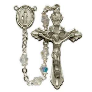  4mm Tin Cut Crystal Beads and Miraculous Center Rosary 