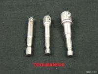 3pc Hex Drill Socket Adapters Set Extensions Drivers  