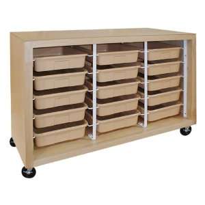  Mobile Storage Cabinet with 15 Tote Trays: Furniture 