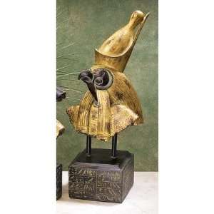  Ancient Egypt God Horus Sculpture in Faux Gold Leaf and 
