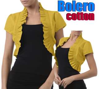 XXLarge Yellow Ruffled Bolero Cotton Blazer Top Jacket  