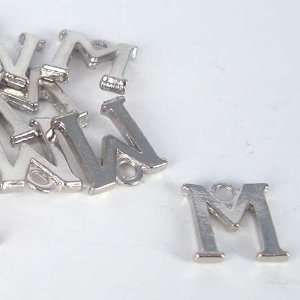    Alphabet Letter Charm 1/2 Silver Pewter M: Arts, Crafts & Sewing