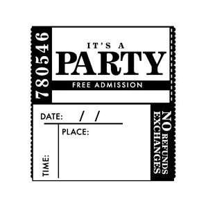   Stamps Its A Party Ticket ICMSAA 98855; 6 Items/Order