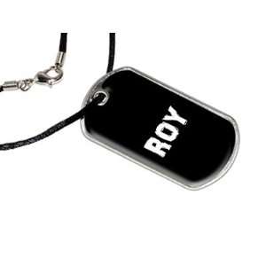  Roy   Name Military Dog Tag Black Satin Cord Necklace 