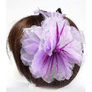  Lolita Harajuku Purple Big Flower and Feather Hairband 