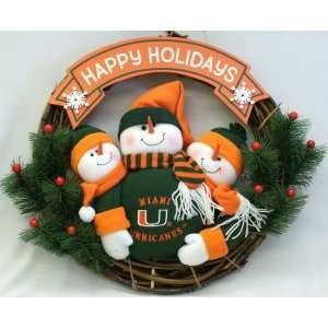   UM NCAA 20 Three Snowmen Football Family Wreath
