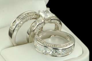 HIS HER Matching Engagement Wedding Band Ring Set sz 4  