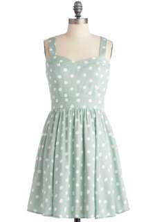   , Green, White, Polka Dots, Party, A line, Tank top (2 thick straps