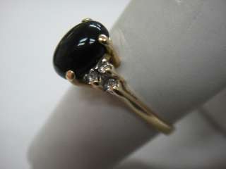 14KT Yellow Gold Ring, Genuine Black Onyx & Natural Diamonds *FREE 