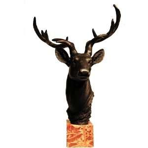 Mounted Stag Head Bronze Elk Bust 