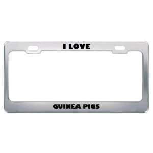  I Love Guinea Pigs Animals Metal License Plate Frame Tag 