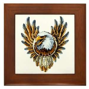  Framed Tile Bald Eagle with Feathers Dreamcatcher 