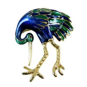   Bird Pin   Multi Color Longneck Exotic Bird Lapel Pin: Toys & Games