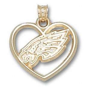   Eagles 14K Gold Eagle Head Logo Heart Pendant