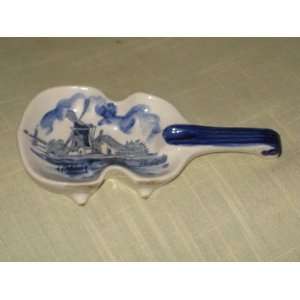 Vintage Delft Blue Holland Porcelain Pottery Violin Dish 