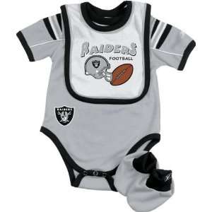  Oakland Raiders Newborn Creeper, Bib and Bootie Set Baby