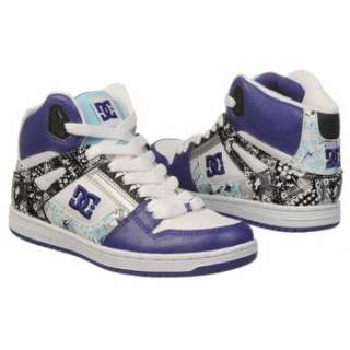 Athletics DC Shoes Womens Rebound Hi White/Purple Print Shoes 
