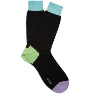    Socks  Formal socks  Panelled Ribbed Cotton Socks