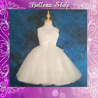 White Wedding Flower Girl Pageant Dress SZ 5 6 FG072  