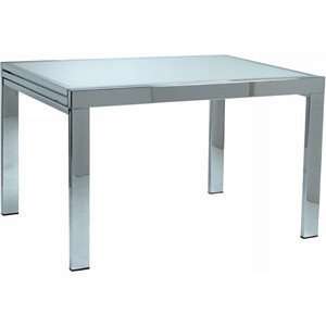   Duo Rectangular Dining Extension Table w/ Chrome Base & Frosted Glass