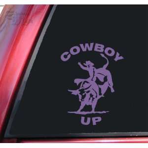  Cowboy Up Bull Rider Rodeo Vinyl Decal Sticker   Lavender 