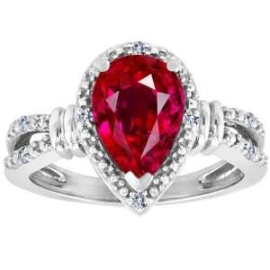  CandyGem 14k Gold Lab Created Pear Shape Ruby and Diamonds 