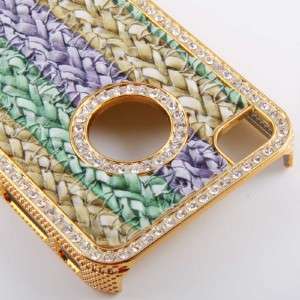 Luxury Lavender 3D Embossed Leather Diamond Bling Snap Case for AT&T 