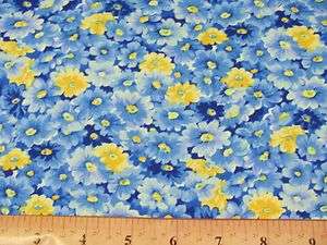BTY BLUE YELLOW PACKED FLORAL COTTON FABRIC TRADITIONS  