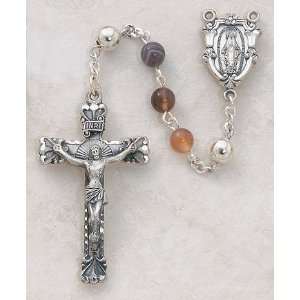  Botswana Sterling Silver Catholic 6MM Semi Precious Rosary 