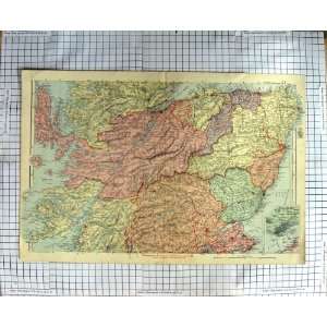  ANTIQUE MAP c1900 SCOTLAND DUNDEE INVERNESS MORAY FIRTH 