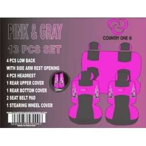  CAR SEAT COVERS FOR LOW BACK BUCKETS 13PCS SET WITH STEERING WHEEL 