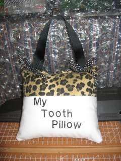 TOOTH FAIRY PILLOW~EMBROIDERED~LEOPARD  