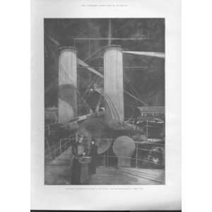  Navy Ship Using Search Light 1895 Antique Print
