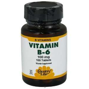   : Country Life   Vitamin B 6, 100 Mg, 100 tab: Health & Personal Care