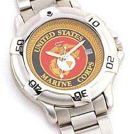   Marine Corps Quartz Watch w Date Mens Stainless Steel Band  