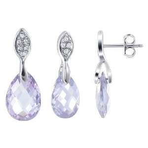  .925 Sterling Silver Faceted Pear Shaped Lavender Crystal 