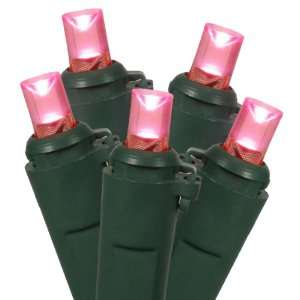 Set of 100 LED Pretty in Pink Wide Angle Christmas Lights   Green Wire 