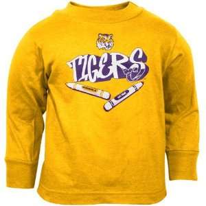 LSU Tigers Gold Toddler Crayon Long Sleeve T shirt  Sports 