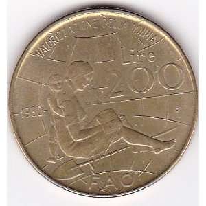 1980 R Italy 200 Lire Coin 