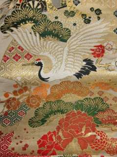  13a5162 Vintage Japanese Kimono MARU OBI Gorgeous Silk 