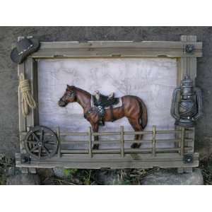  Horse Theme Western Shadowbox Wall Hanging
