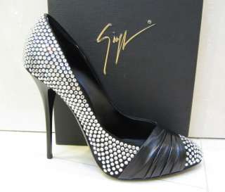   Zanotti Swarovski Crystal Rhinestone Studded Satin Pumps Shoes 40