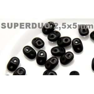   Hole Seed Beads SuperDuo JET MAT 100gram (a.1500 Pcs) 