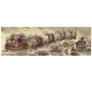  Santas Sleigh Wood Wall Art Panel: Home & Kitchen