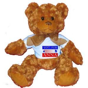  VOTE FOR ANNA Plush Teddy Bear with BLUE T Shirt Toys 