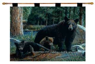 NEW DISCOVERIES Black Bear/Cubs Tapestry Wall Hanging  